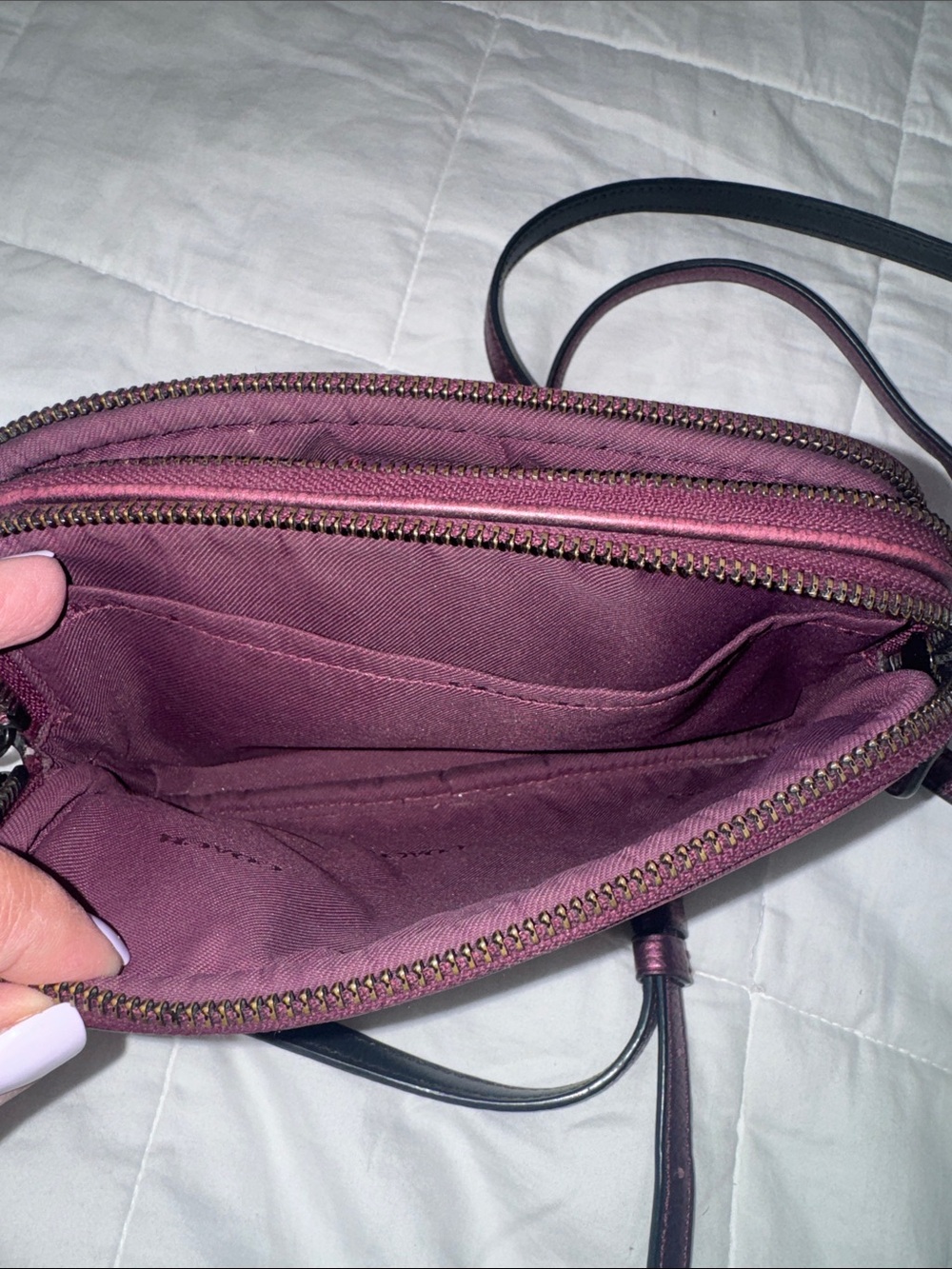 COACH Metallic Plum Star & Stud Leather Crossbody - Picture 9 of 13